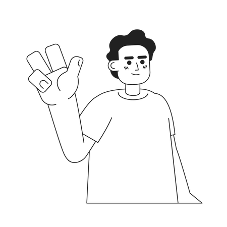 Muslim man showing victory sign  Illustration