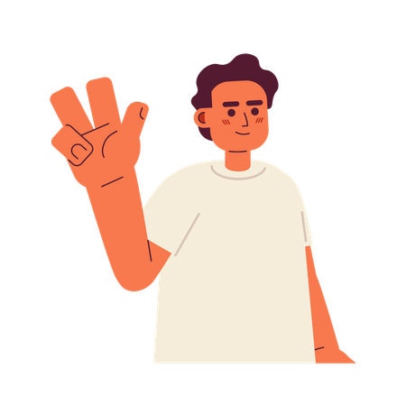 Muslim man showing victory sign  Illustration