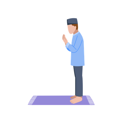 Muslim man stand and praying  Illustration