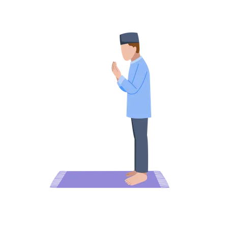 Muslim man stand and praying  Illustration