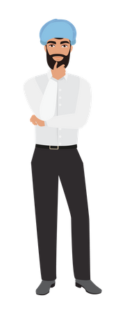 Muslim man standing and thinking  Illustration