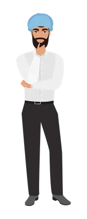 Muslim man standing and thinking  Illustration