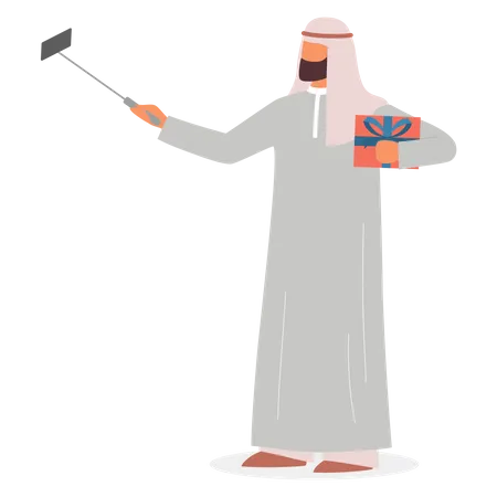 Muslim man taking selfie  Illustration