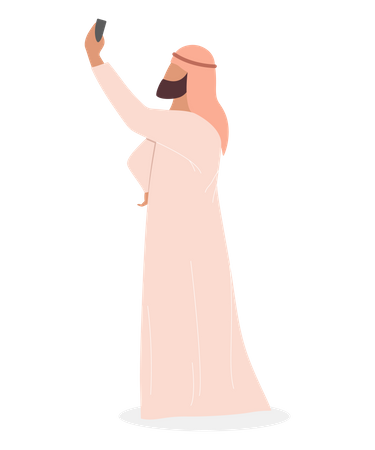 Muslim man taking selfie  Illustration