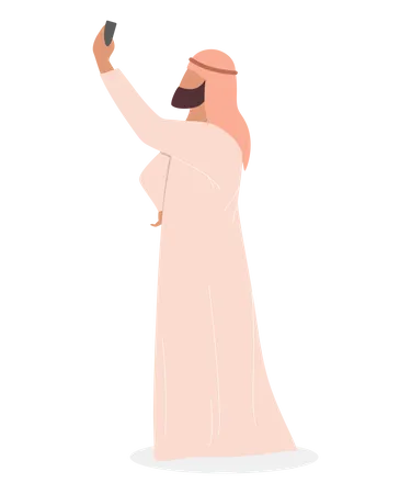 Muslim man taking selfie  Illustration