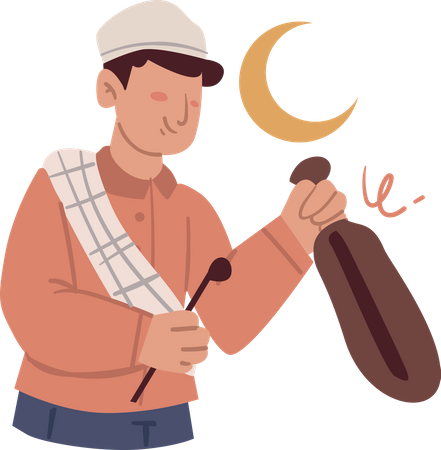 Muslim man Waking Up Suhoor  Illustration