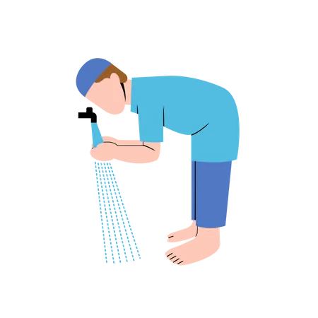 Muslim man washing hand  Illustration