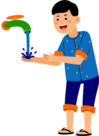 Muslim man washing hands  Illustration
