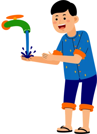 Muslim man washing hands  Illustration