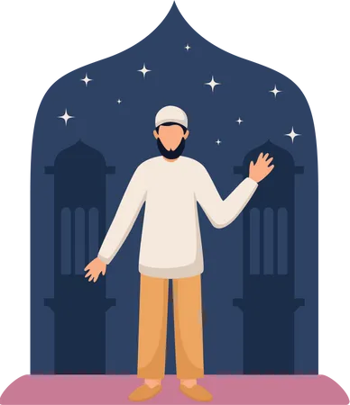 Muslim man waving hand Illustration