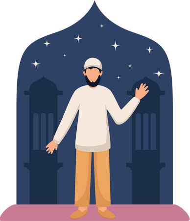 Muslim man waving hand  Illustration