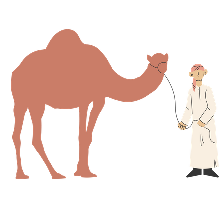 Muslim man with camel  Illustration