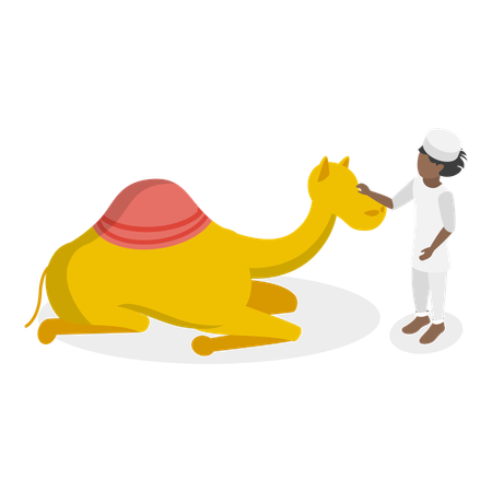 Muslim man with camel  Illustration