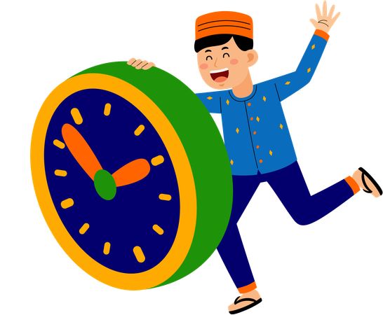 Muslim man with clock  Illustration