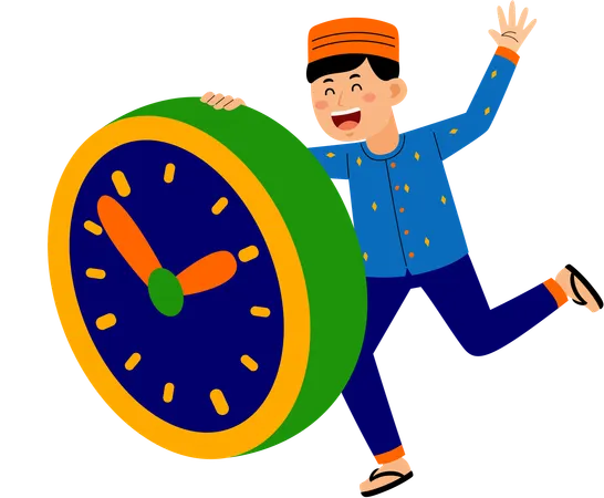 Muslim man with clock  Illustration