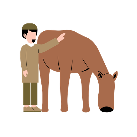 Muslim Man With Cow  Illustration