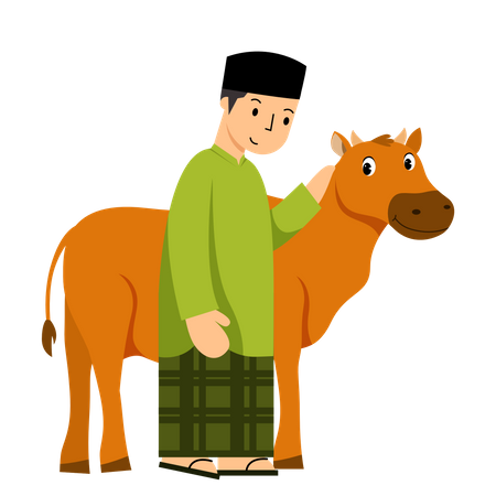 Muslim man with Cow  Illustration