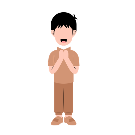 Muslim man With Eid Greeting Gesture  Illustration