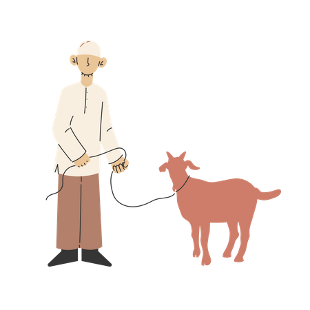 Muslim man with goat  イラスト