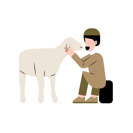 Muslim Man With Goat  Illustration