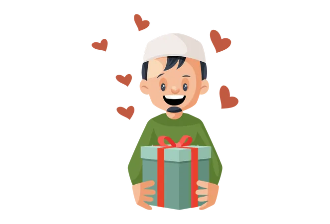 Muslim Man with lovely Gift  Illustration