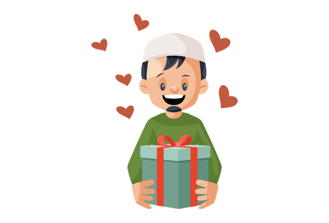 Muslim Man with lovely Gift  일러스트레이션