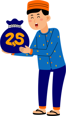 Muslim man with money sack  Illustration