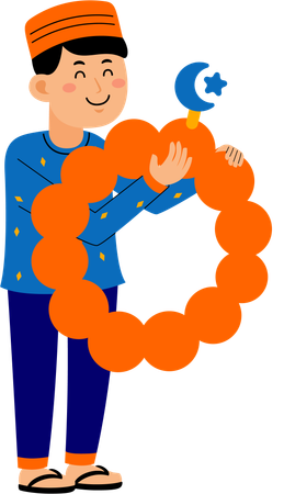 Muslim man with pearl bracelet  Illustration