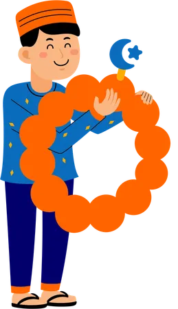 Muslim man with pearl bracelet  Illustration