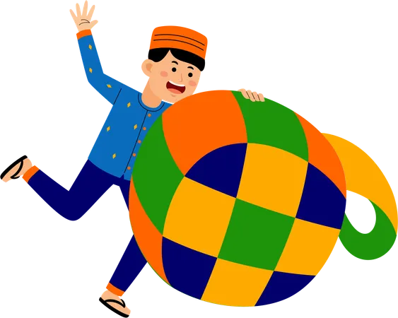 Muslim man with ramadan gift  Illustration