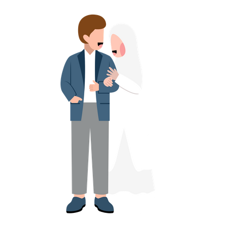 Muslim married Couple standing together  Illustration