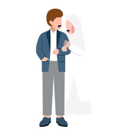 Muslim married Couple standing together  Illustration