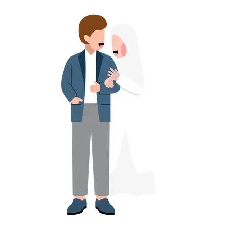 Muslim married Couple standing together  Illustration