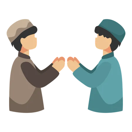 Muslim men are greeting each other  Illustration