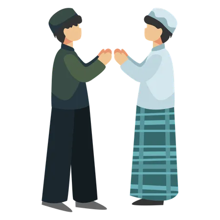 Muslim men greets each other  Illustration