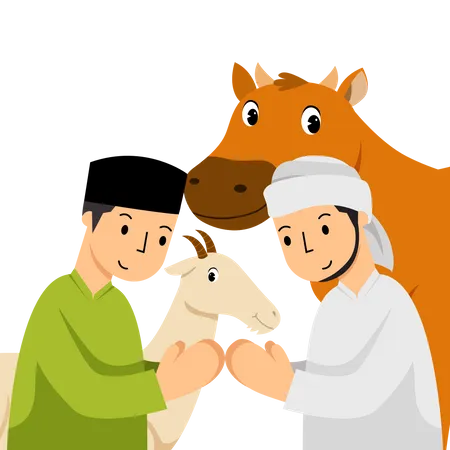 Muslim men meeting during eid adha  Illustration