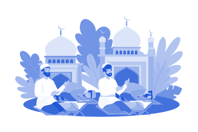 Muslim Men To Join In Worship  Illustration