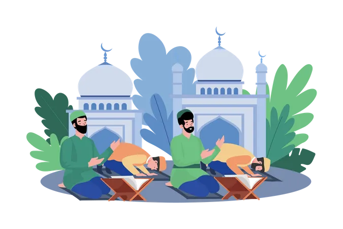 Muslim Men To Join In Worship  Illustration