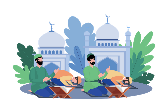 Muslim Men To Join In Worship  Illustration