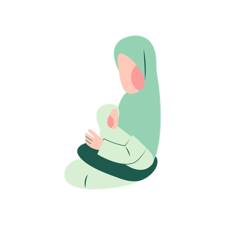 Muslim Mother Breastfeeding  Illustration