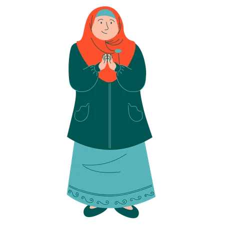 Muslim Mother greeting  Illustration