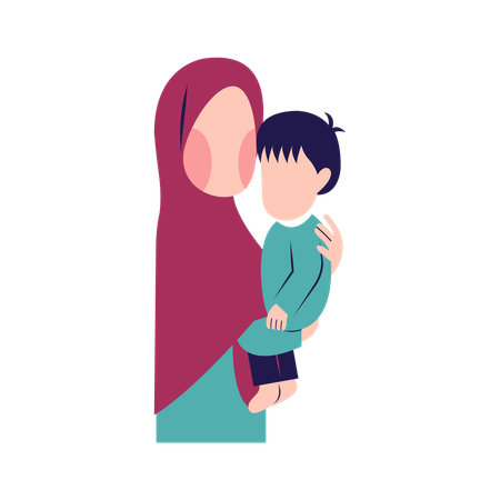 Muslim Mother With child  Illustration