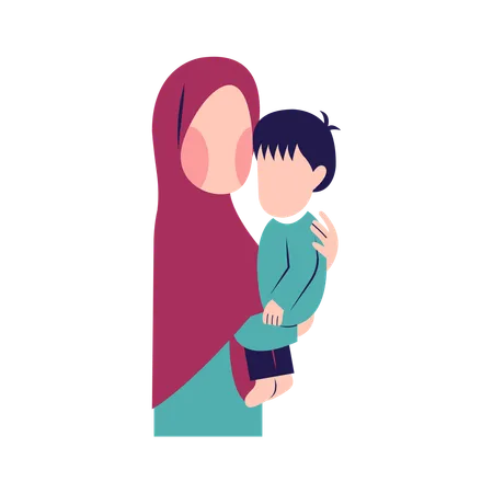 Muslim Mother With child  Illustration