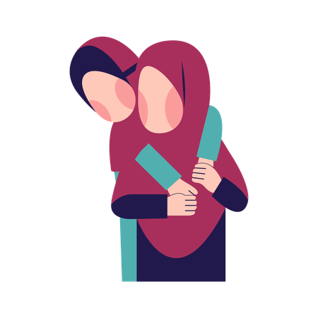 Muslim Mother With Muslim Daughter  Illustration