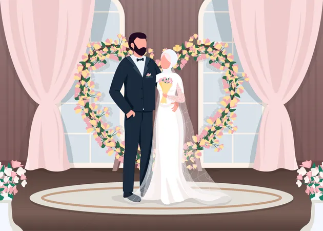 Muslim newlyweds Illustration