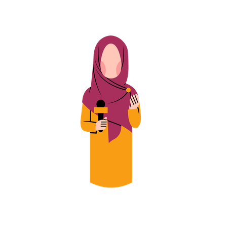 Muslim News Reporter reporting Tv news channel  Illustration