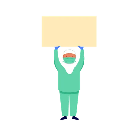 Female Nurse Holding Blank Placard Place Your Own Advice Quote To Make Your Own Health Advertisements Illustration
