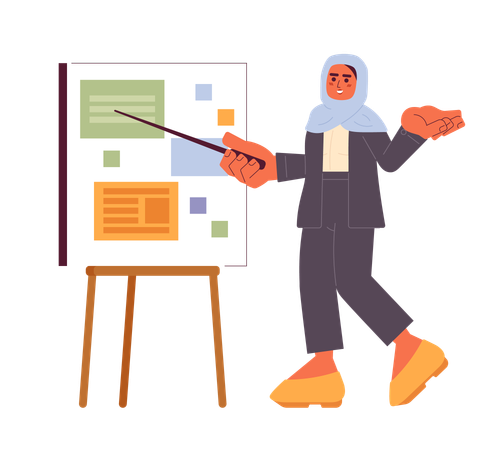 Muslim office worker giving presentation  Illustration