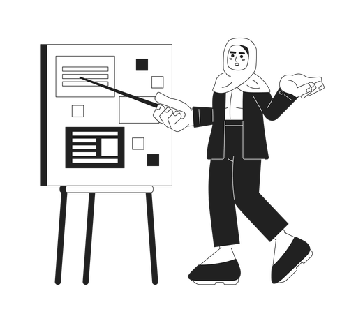 Muslim office worker giving presentation  Illustration