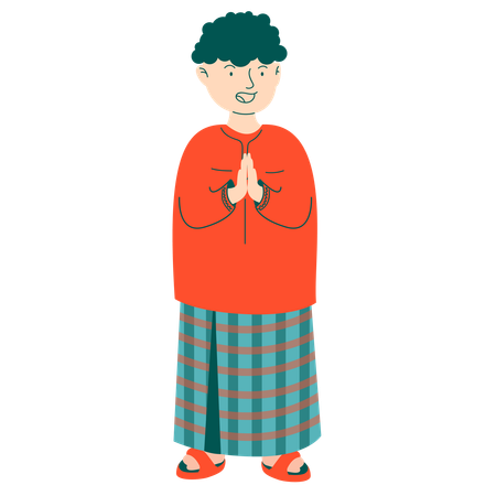 サルンを着たイスラム教徒の兄  イラスト